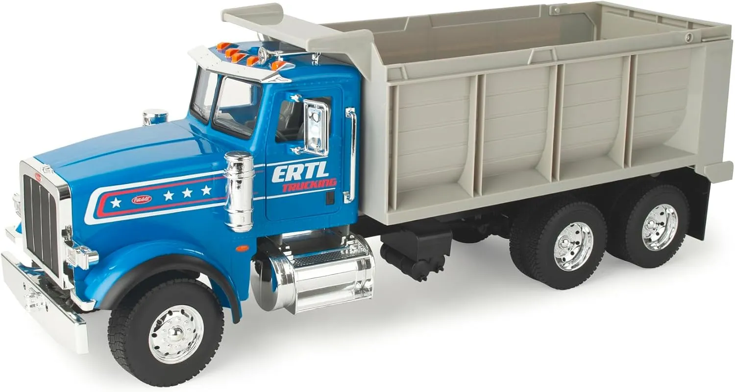 TOMY Big Farm Peterbilt Dump Truck Toy - 1:16 Scale- Includes Lights and Sounds - Functional Dump Bed - Toy Dump Truck for Toddler Outdoor Toys - Ages 3 Years and Up