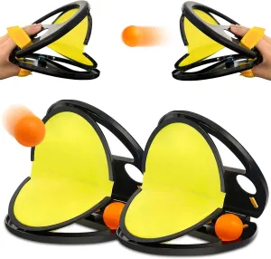 Toss and Catch Ball Game: 2Pcs Throw Catch Ball Game - Pop Pass Catch Ball Game with 4 Balls for Outdoor Yard Games Beach Pool Toys (2 Paddles 4 Balls)