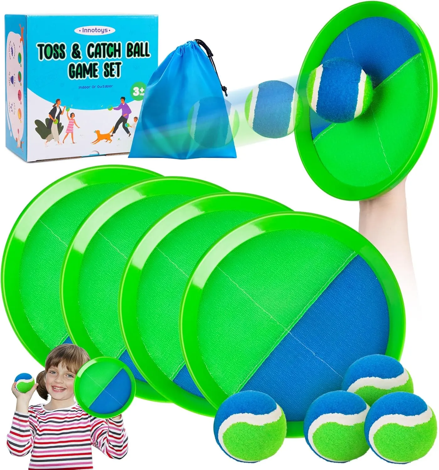 Toss and Catch Ball Game - Ideal Outdoor Beach, Pool & Yard Toy for Toddlers and Kids Ages 4, 5, 6, 7, 8 , Perfect for Boys Girls - Great Birthday Gift & Easter Basket Stuffer