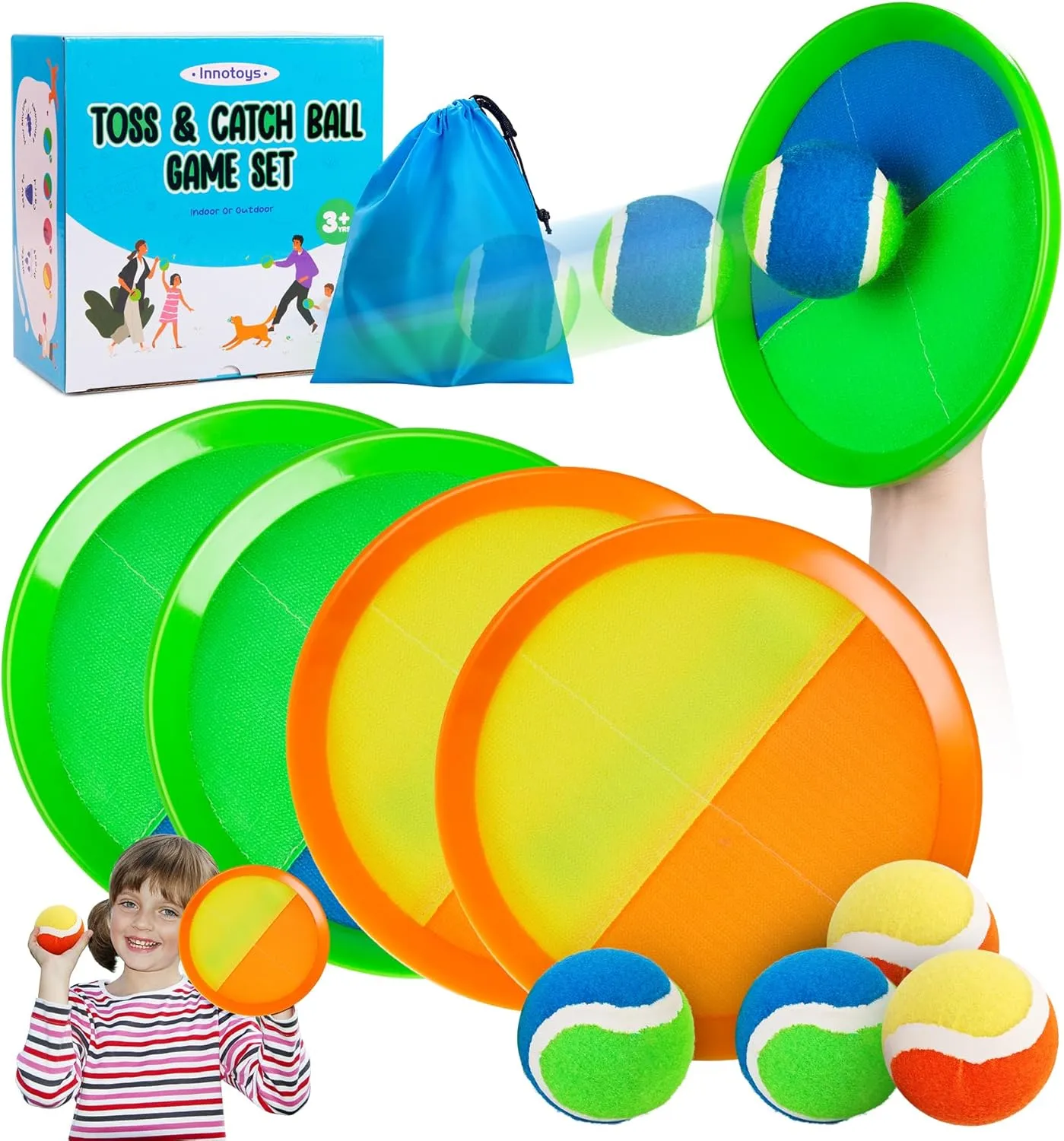 Toss and Catch Ball Game - Ideal Outdoor Beach, Pool & Yard Toy for Toddlers and Kids Ages 4, 5, 6, 7, 8 , Perfect for Boys Girls - Great Birthday Gift & Easter Basket Stuffer