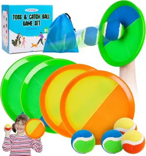 Toss and Catch Ball Game - Ideal Outdoor Beach, Pool & Yard Toy for Toddlers and Kids Ages 4, 5, 6, 7, 8 , Perfect for Boys Girls - Great Birthday Gift & Easter Basket Stuffer