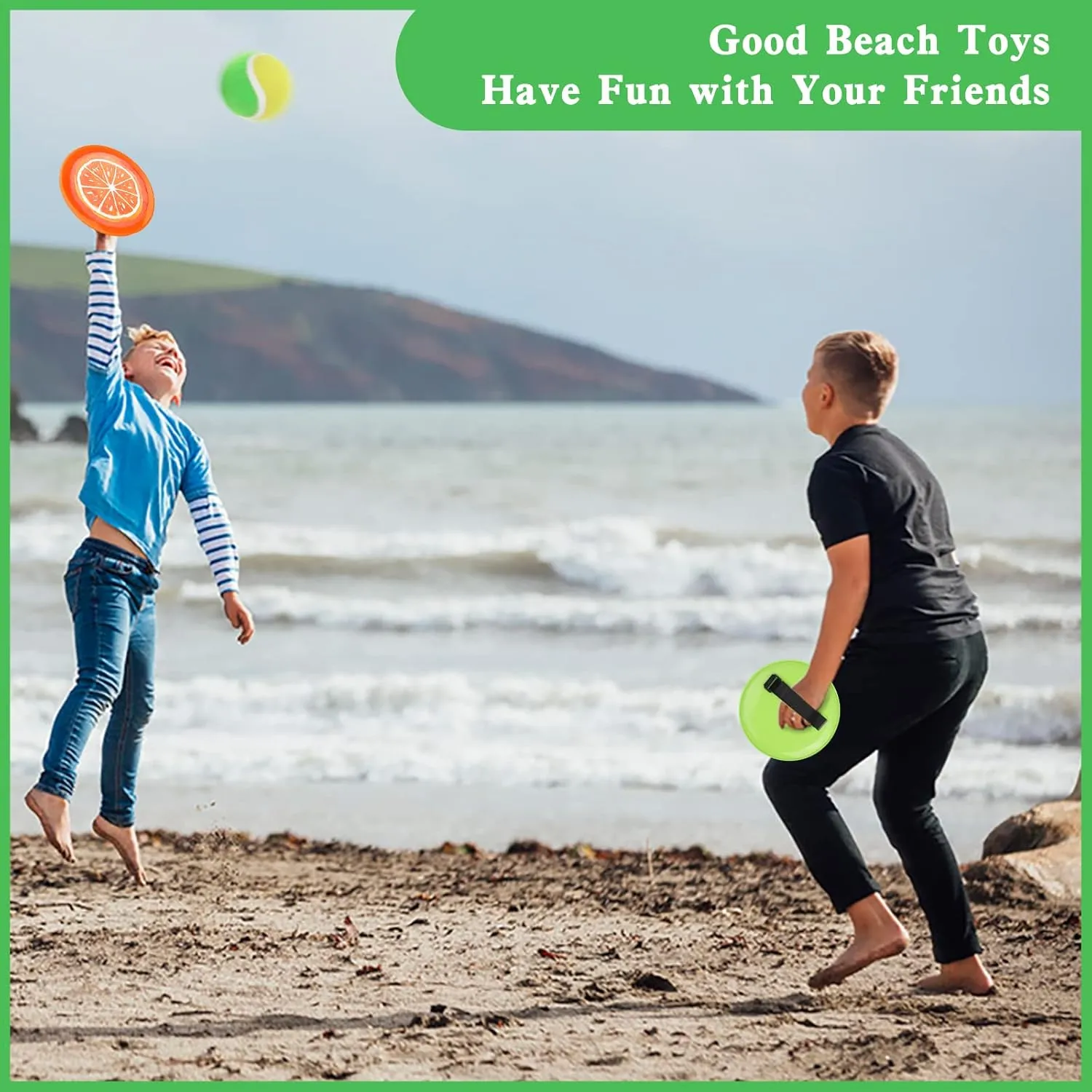 Toss and Catch Ball Game Set - Fruit Design Catch Game for Kids Adults Beach Yard Lawn Outdoor Indoor 6 Sticky Paddles 3 Balls and 1 Storage Bag