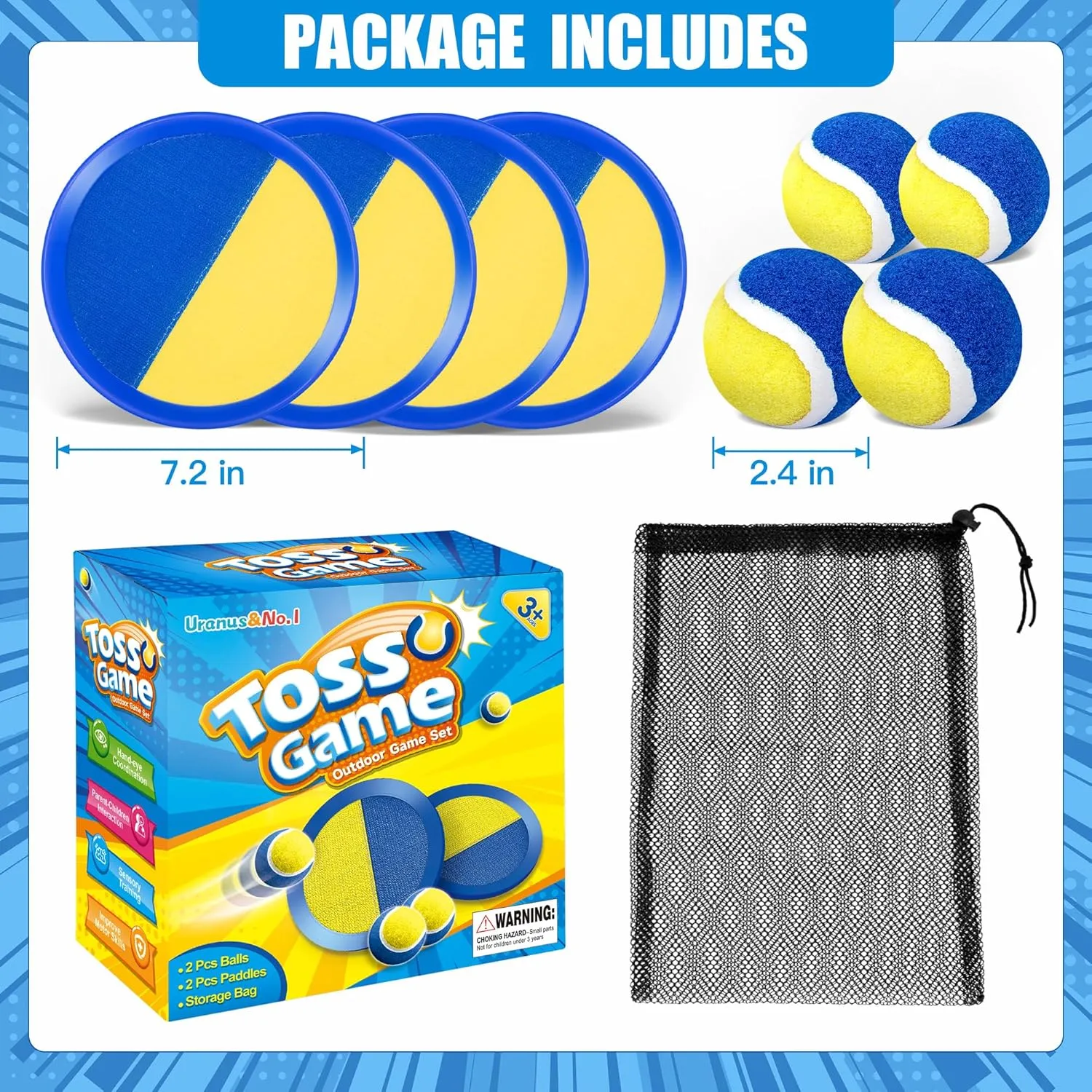 Toss and Catch Ball Game Set, Outdoor Toys for Kids Ages 4-8, Beach Pool Yard Games for Toddlers and Family, Summer Outside Activities , Birthday Gifts for Ages 3 4 5 6 8 12 Year Old Boys Girls