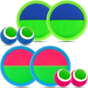 Toss and Catch Ball Set for Kids Age 3 4 5 6 7 8  Catch Game Toys, Outdoor Playground Ball Game Set, Outside Toys Backyard Catch Ball Set with 4 Rackets, 4 Balls, 2 Bags