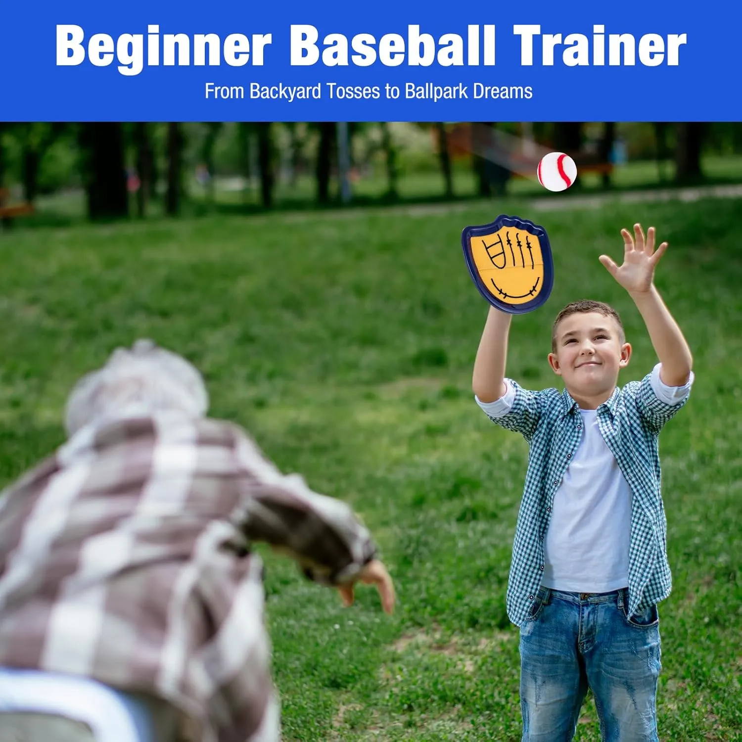 Toss and Catch Ball Set Outdoor Games for Kids Ages 3-12 Beginner Baseball Training Gloves Summer Pool Beach Yard Lawn Gifts for 3 4 5 6 7 8 9 10 11 12 Year Old Boys Girls