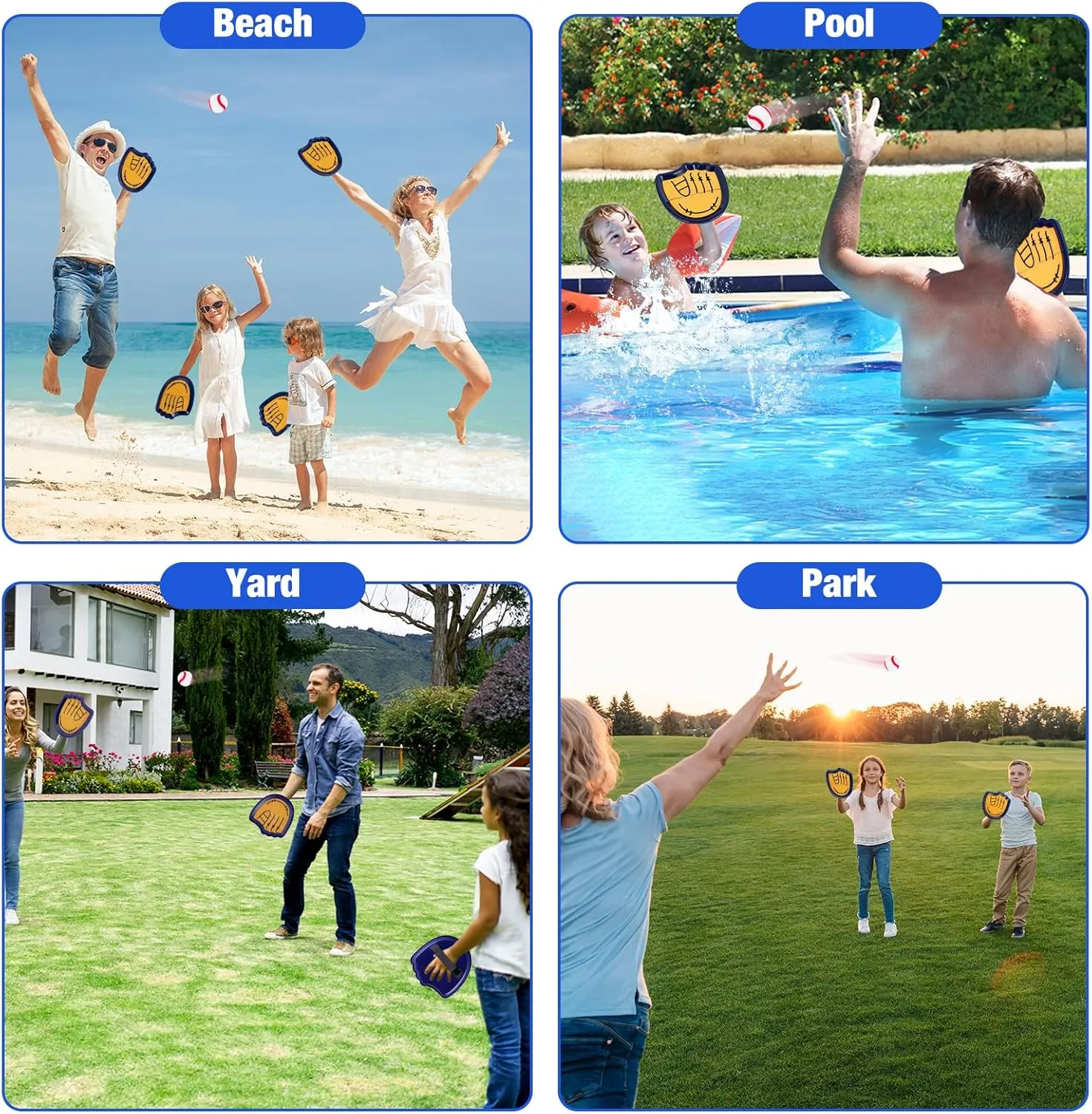 Toss and Catch Ball Set Outdoor Games for Kids Ages 3-12 Beginner Baseball Training Gloves Summer Pool Beach Yard Lawn Gifts for 3 4 5 6 7 8 9 10 11 12 Year Old Boys Girls