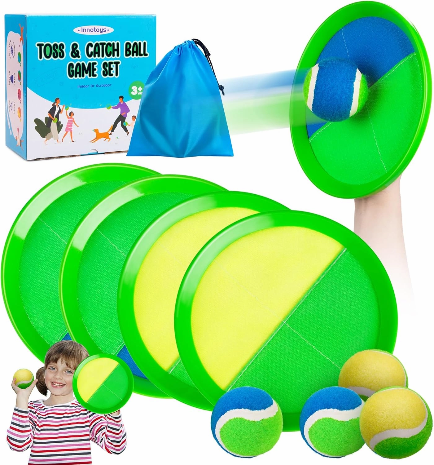 Toss and Catch Ball Game - Ideal Outdoor Beach, Pool & Yard Toy for Toddlers and Kids Ages 4, 5, 6, 7, 8 , Perfect for Boys Girls - Great Birthday Gift & Easter Basket Stuffer