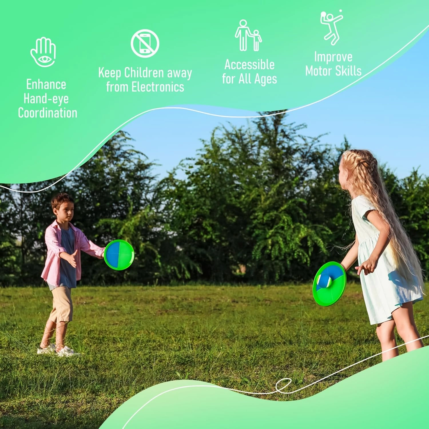 Toss and Catch Ball Game - Ideal Outdoor Beach, Pool & Yard Toy for Toddlers and Kids Ages 4, 5, 6, 7, 8 , Perfect for Boys Girls - Great Birthday Gift & Easter Basket Stuffer