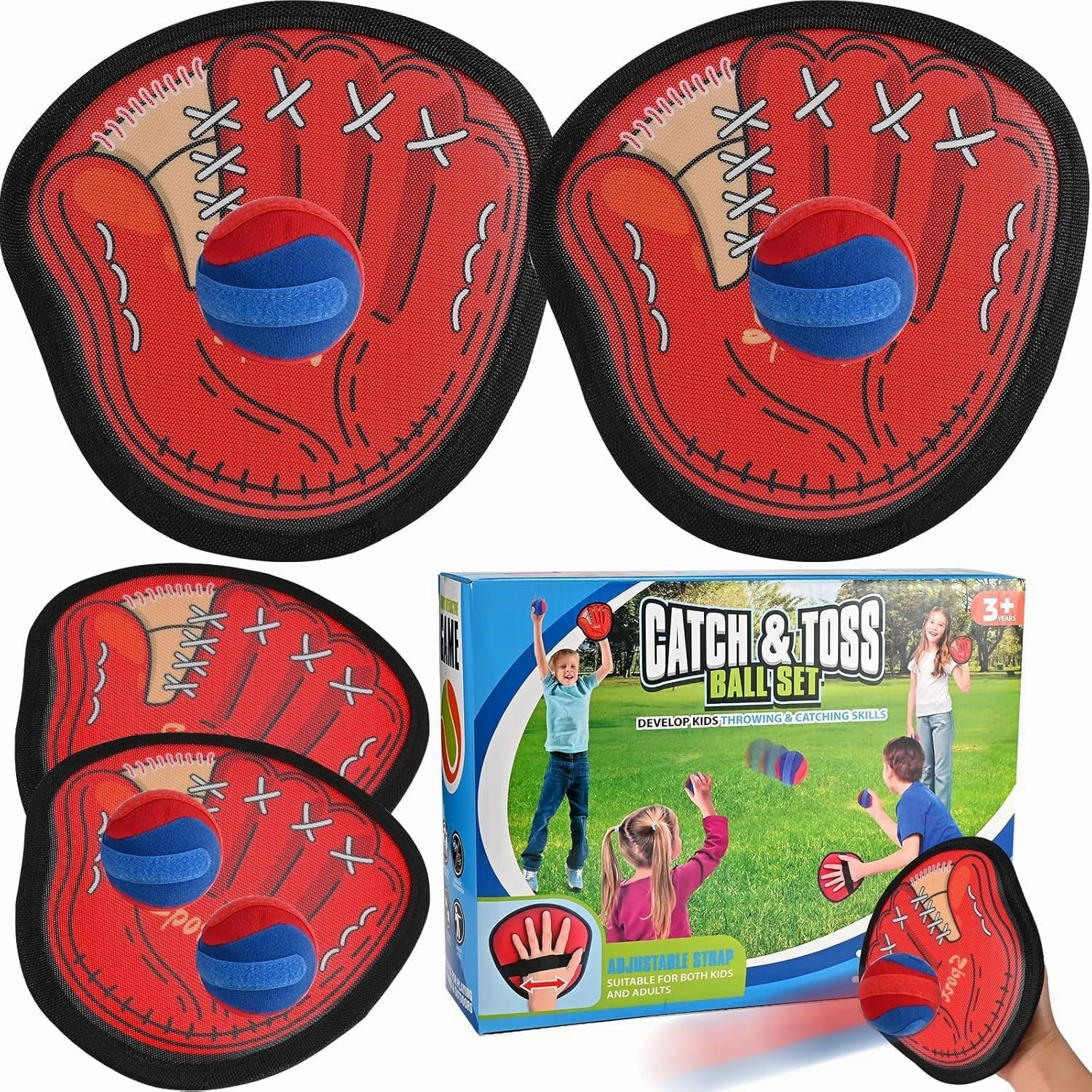Toss and Catch Ball Game Set,Sticky Toddler Baseball Training Glove,Beach Toys Yard Games,Kids Outdoor Games for Adults and Family,Outside Toys for 3 4 5 6 7 8 9  Year Old Boys Girls Gifts