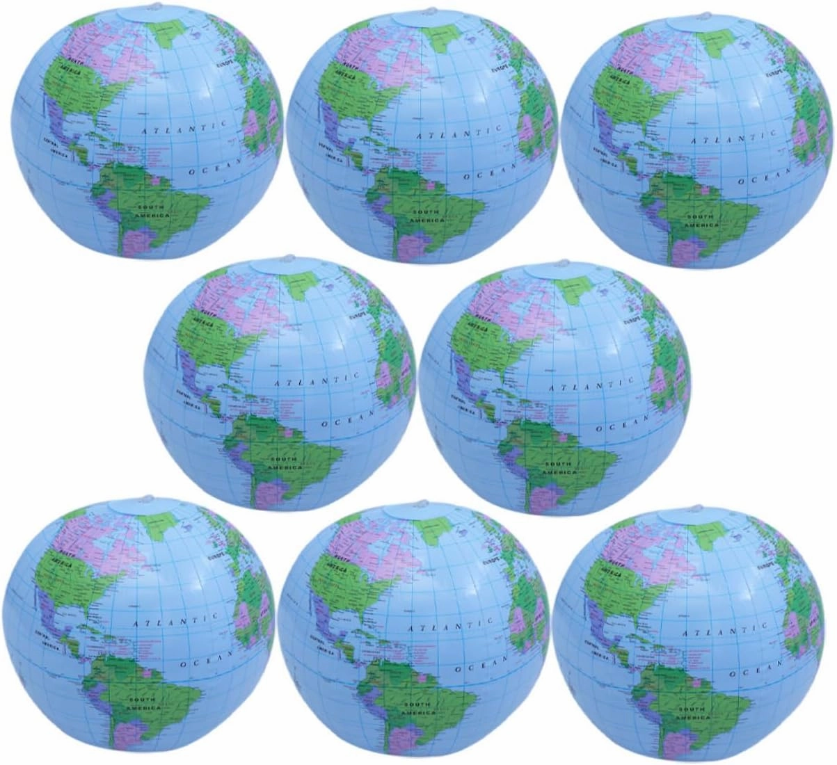Totority Inflatable Globe Beach Ball 8pcs PVC Balls for Boys and Girls Pool Home Decor