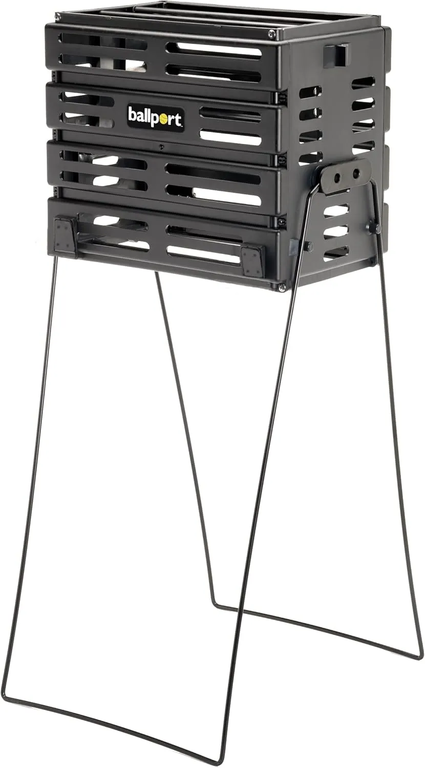 Tourna Ballport Tennis Ball Hopper Holds 80 Balls Durable and Lightweight – Black