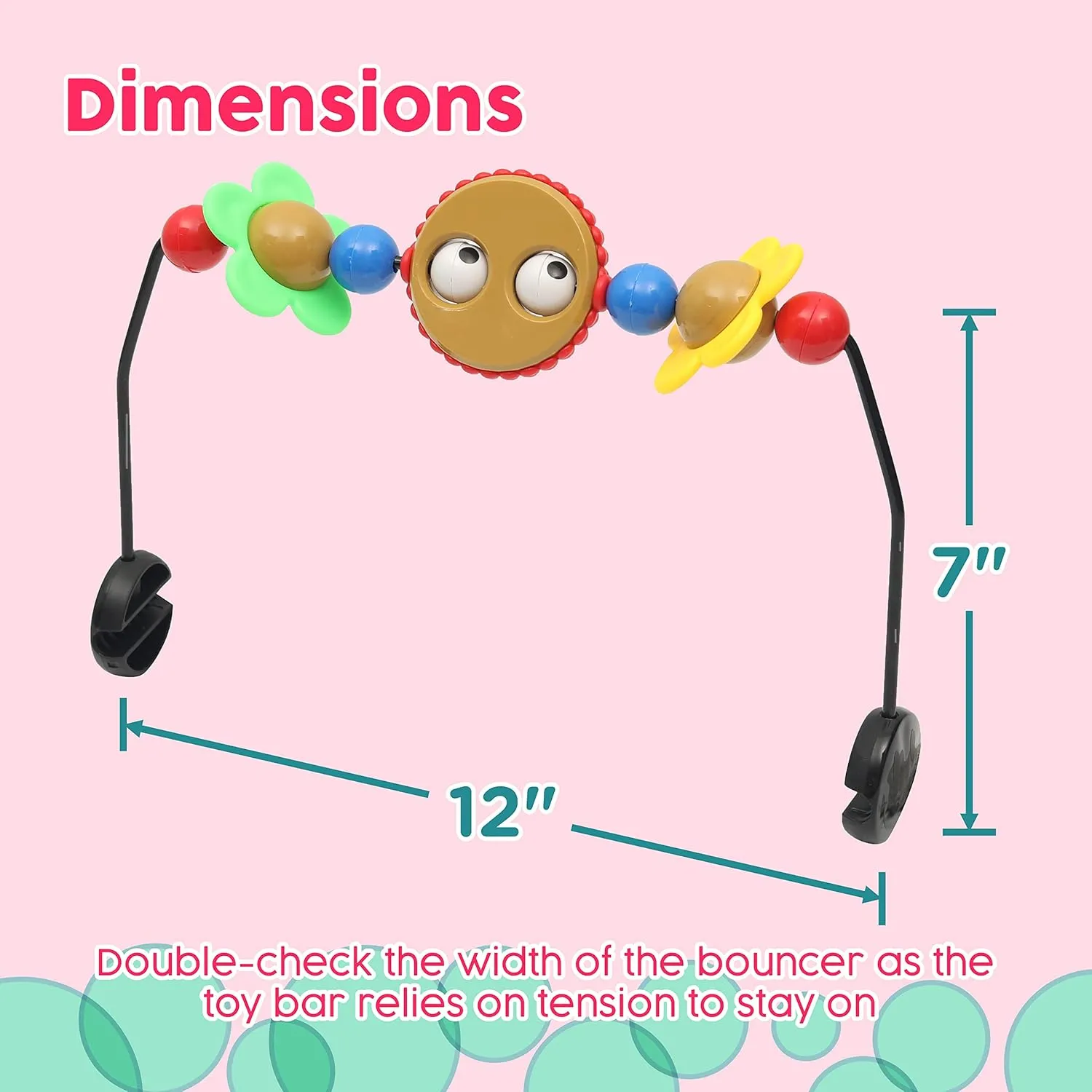 Toy Bar for Baby Bouncer, Googly Eyes Toy Plays Music and Balls Make Tinkling Sounds, Babies Bouncer Toys Accessory, Easy to Install & Baby-Safe Plastic