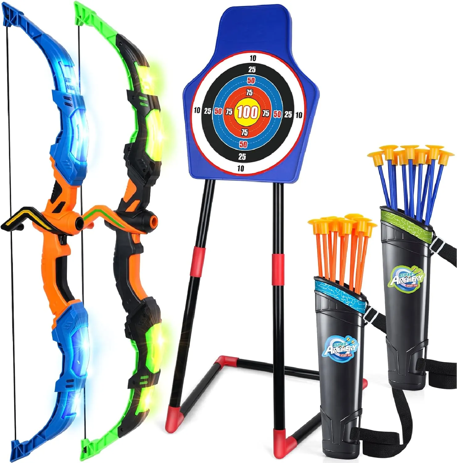 TOY Life Bow and Arrow for Kids 4-6 8-12, LED Kids Archery Set, Kids Bow and Arrow Set, Outdoor Games Outside Toys for Kids, Toys for Boys 5-7, Boys Toys Age 4-6, Birthday Gifts for Boys