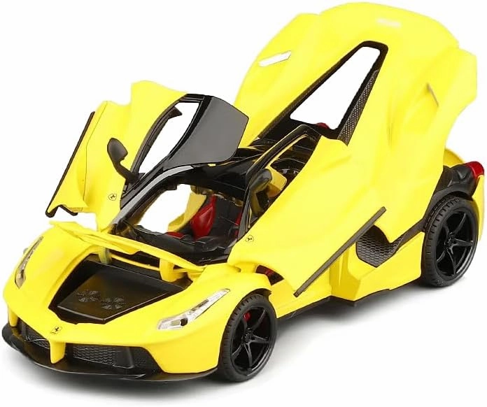 Toy Cars Model Ferrari Race 1/24 Yellow LaFerrari Die-cast Vehicles with Sound and Light