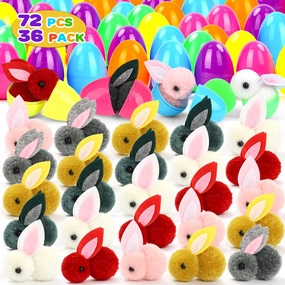 TOY Life Easter Egg Fillers with 36 Pack Bunny Plush Toys Mini Stuffed Animals Surprise Toys Inside Easter Basket Stuffers Egg Hunt Party Favors for Toddlers, Kids, Boys, Girls