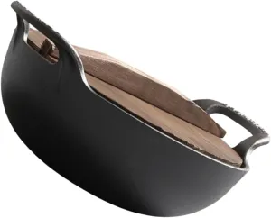 TOYANDONA Outdoor Cast Iron Cookware Skillet with Side Handles Durable Temperature Resistant Ramen Cooking Pot for Family Meals Picnics Camping and Hiking