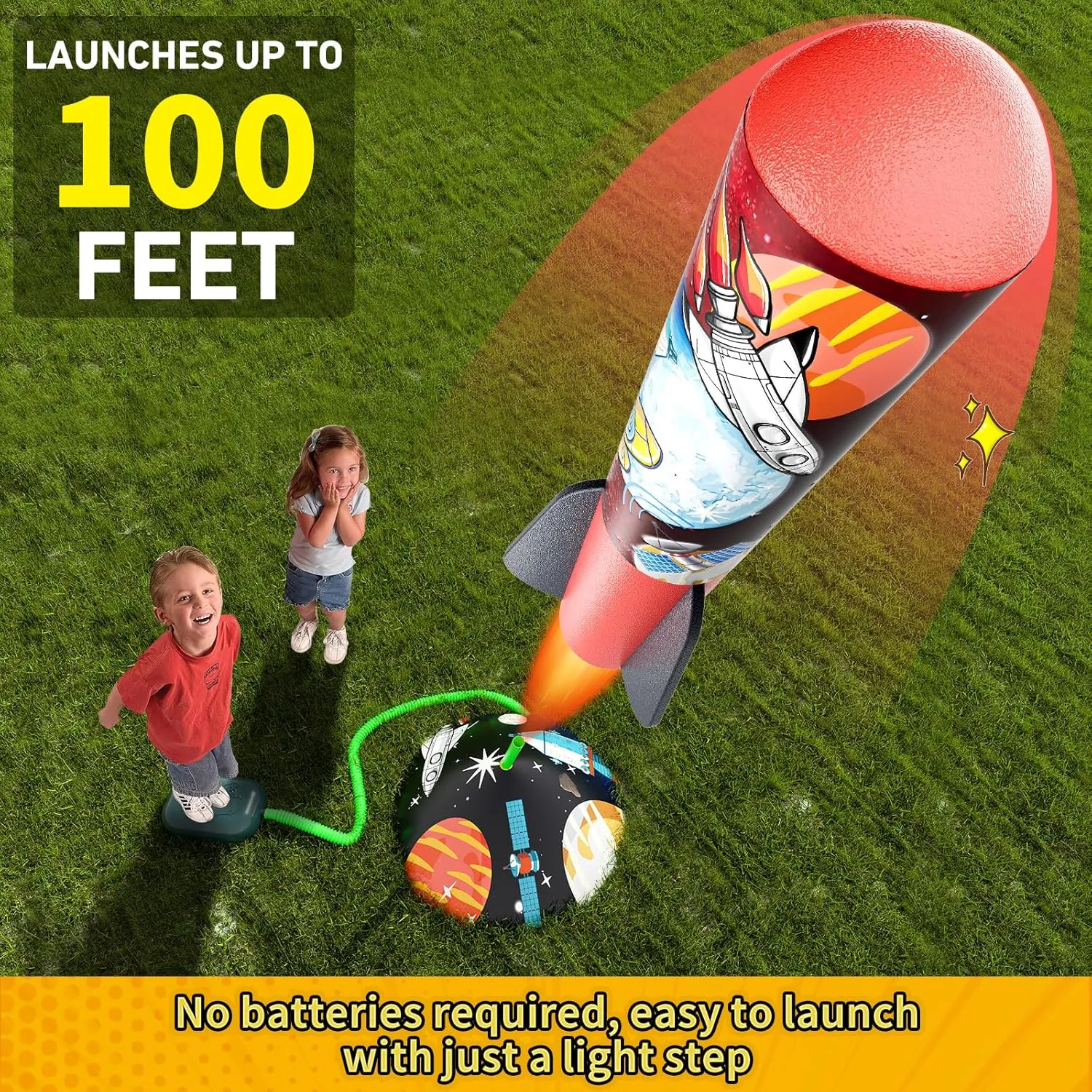 Toys Rocket Launcher for Kids - Launch up to 100 Ft, 8 Multi-Color Foam Rockets & Adjustable Launch Stand, Kids Outdoor Toys, Birthday Toys for Kids Boys Girls Age 3  Years Old
