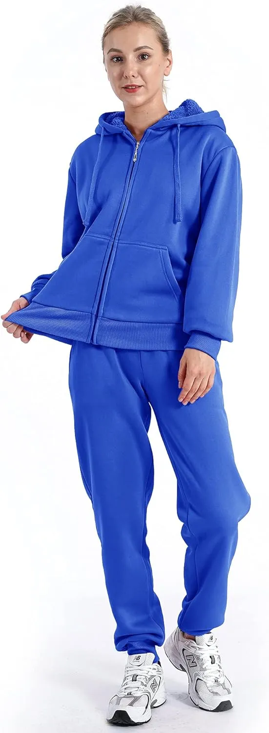 Track Suits for Women Set Sherpa lined Casual 2 Piece Outfits Sweatsuit