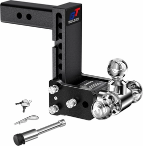 Trailer Hitches, Adjustable Trailer Hitch Ball Mount - Fits 2.0" Receiver, Tri-Ball (1-7/8" x 2" x 2-5/16"), 7" Drop, 10,000 GTW - GT20073B