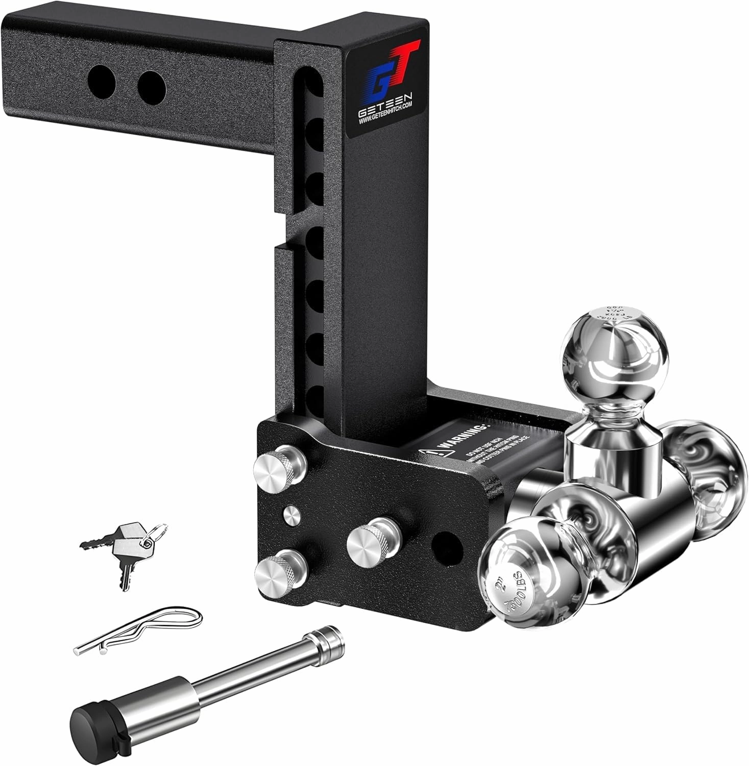 Trailer Hitches, Adjustable Trailer Hitch Ball Mount - Fits 2.0" Receiver, Tri-Ball (1-7/8" x 2" x 2-5/16"), 7" Drop, 10,000 GTW - GT20073B