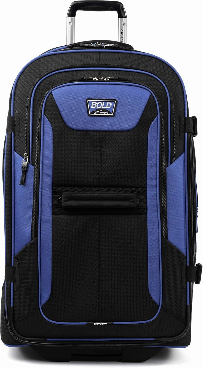 Travelpro Unisex-Adult Bold Softside Expandable Rollaboard Upright Luggage, Blue/Black, Checked-Large 28-Inch