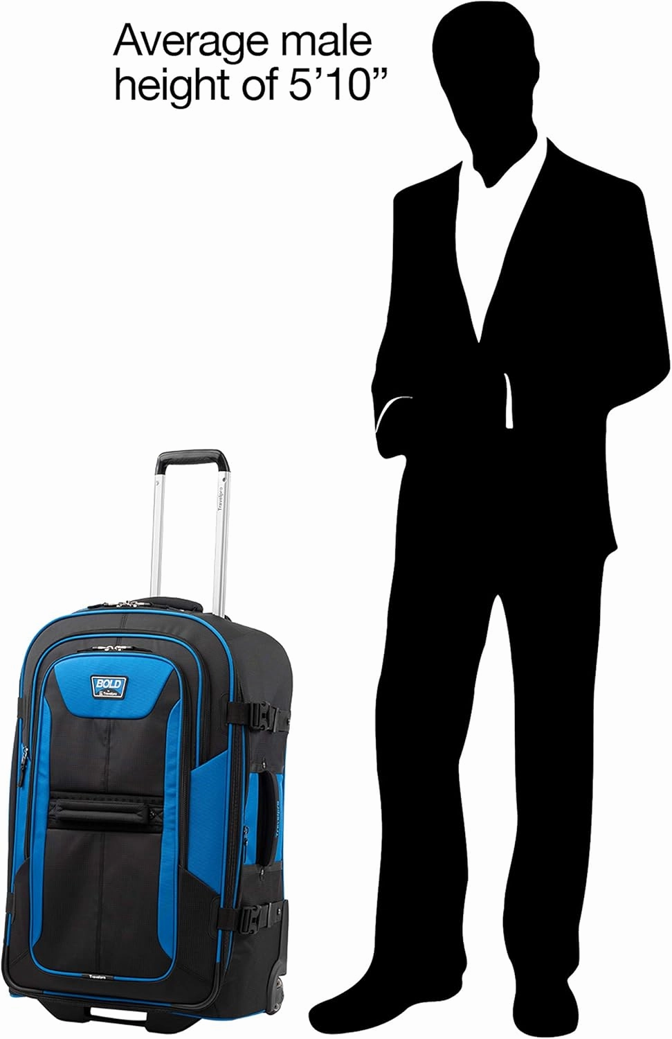 Travelpro Unisex-Adult Bold Softside Expandable Rollaboard Upright Luggage, Blue/Black, Checked-Large 28-Inch