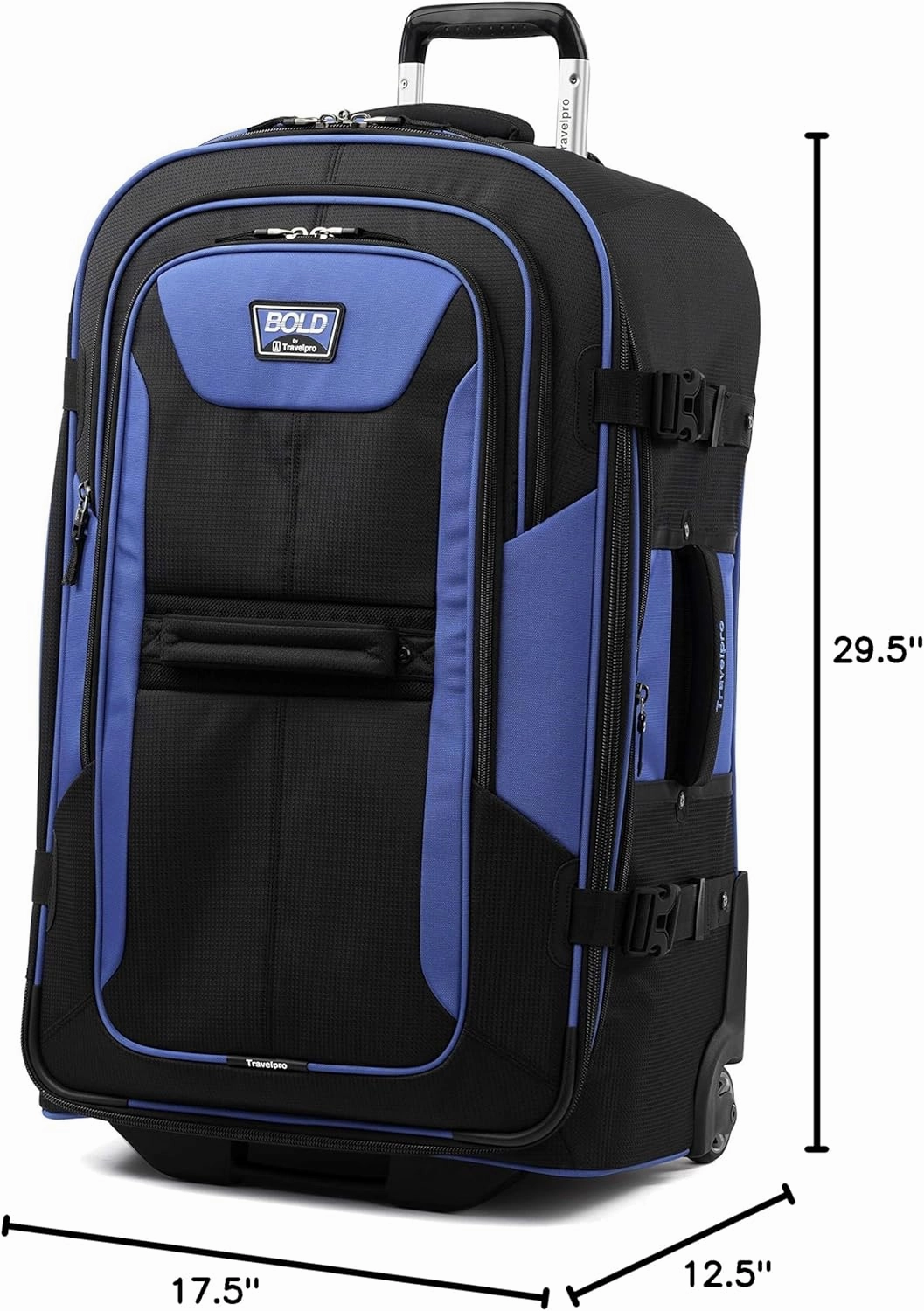 Travelpro Unisex-Adult Bold Softside Expandable Rollaboard Upright Luggage, Blue/Black, Checked-Large 28-Inch
