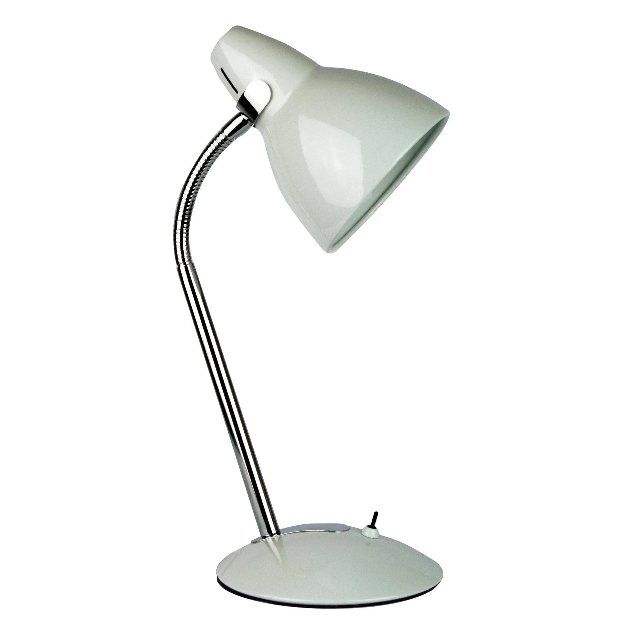 TRAX - Classic White & Chrome 1 Light Adjustable Desk Lamp With Toggle Switch