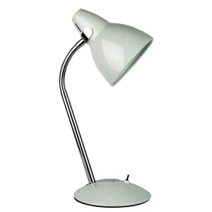 TRAX - Classic White & Chrome 1 Light Adjustable Desk Lamp With Toggle Switch