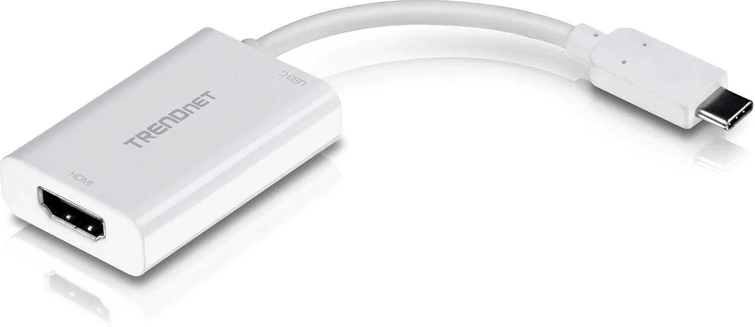 TRENDnet USB-C to HDMI Adapter with Power Delivery, 4K UHD Resolution, Flexible Connector, Easy Set-Up, Compact Design, TUC-HDMI2