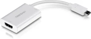 TRENDnet USB-C to HDMI Adapter with Power Delivery, 4K UHD Resolution, Flexible Connector, Easy Set-Up, Compact Design, TUC-HDMI2