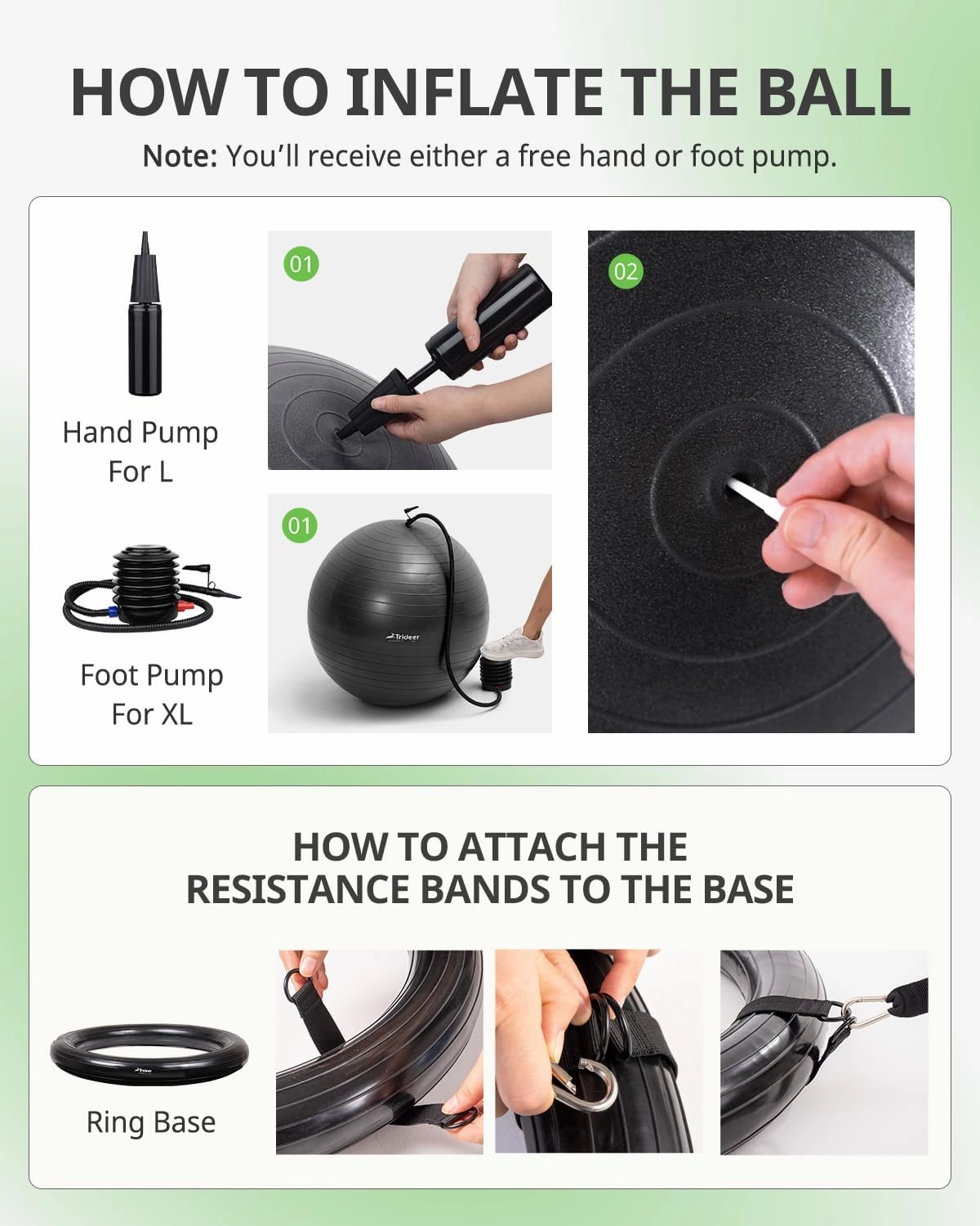Trideer Ball Chair - Yoga Ball with Base & Bands for Home Gym Workout