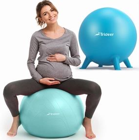 Trideer Mother & Child Yoga Ball Bundle: Anti-Burst Pregnancy Ball & Kids' Flexible Seating Chair - Includes Guide & Memory Book