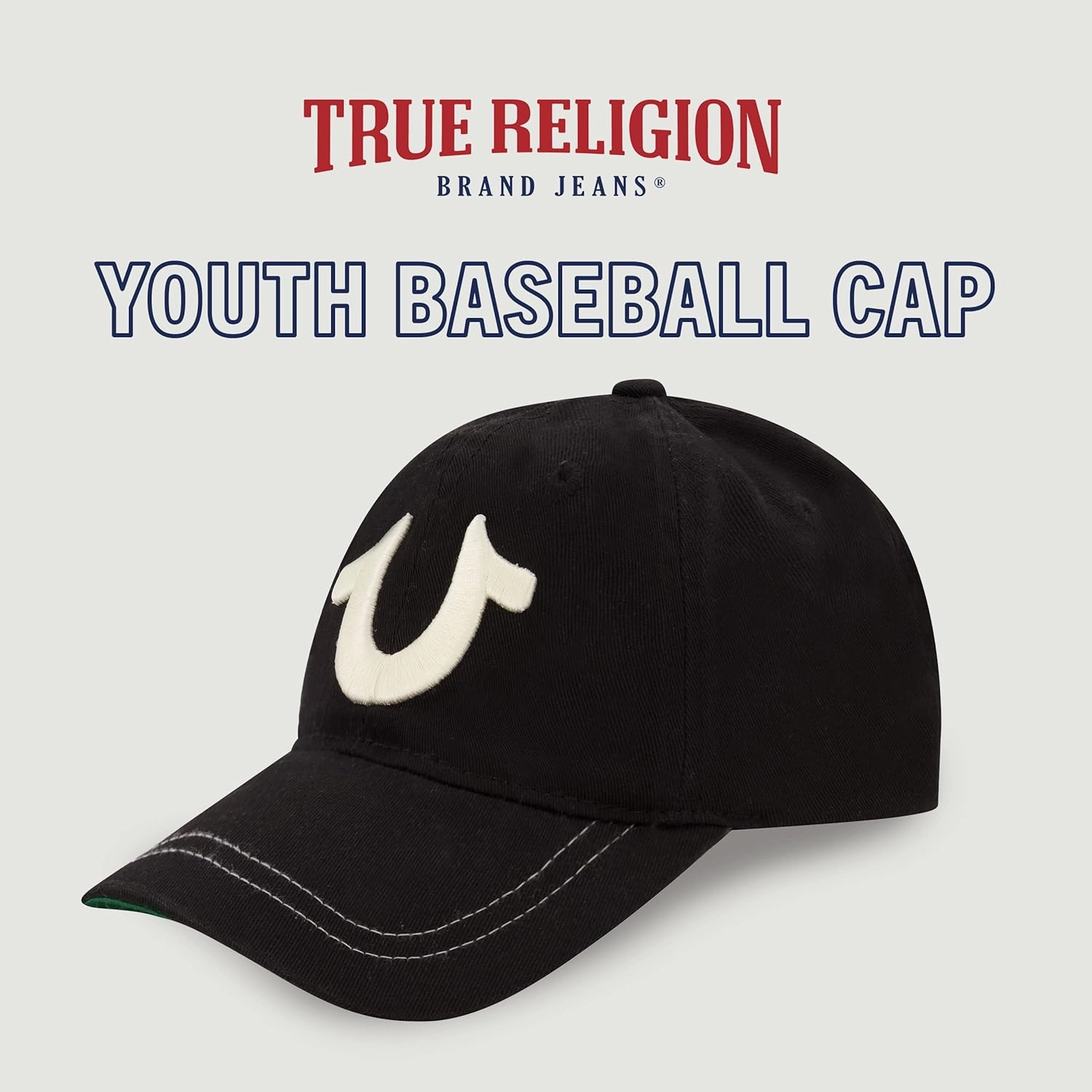 True Religion Boys Kids Baseball Hat with Large Horseshoe Logo