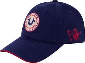 True Religion Kids Baseball Hat, 5 Panel Cotton Twill Adjustable Ball Cap with Round Woven Patch Logo, Navy, One Size