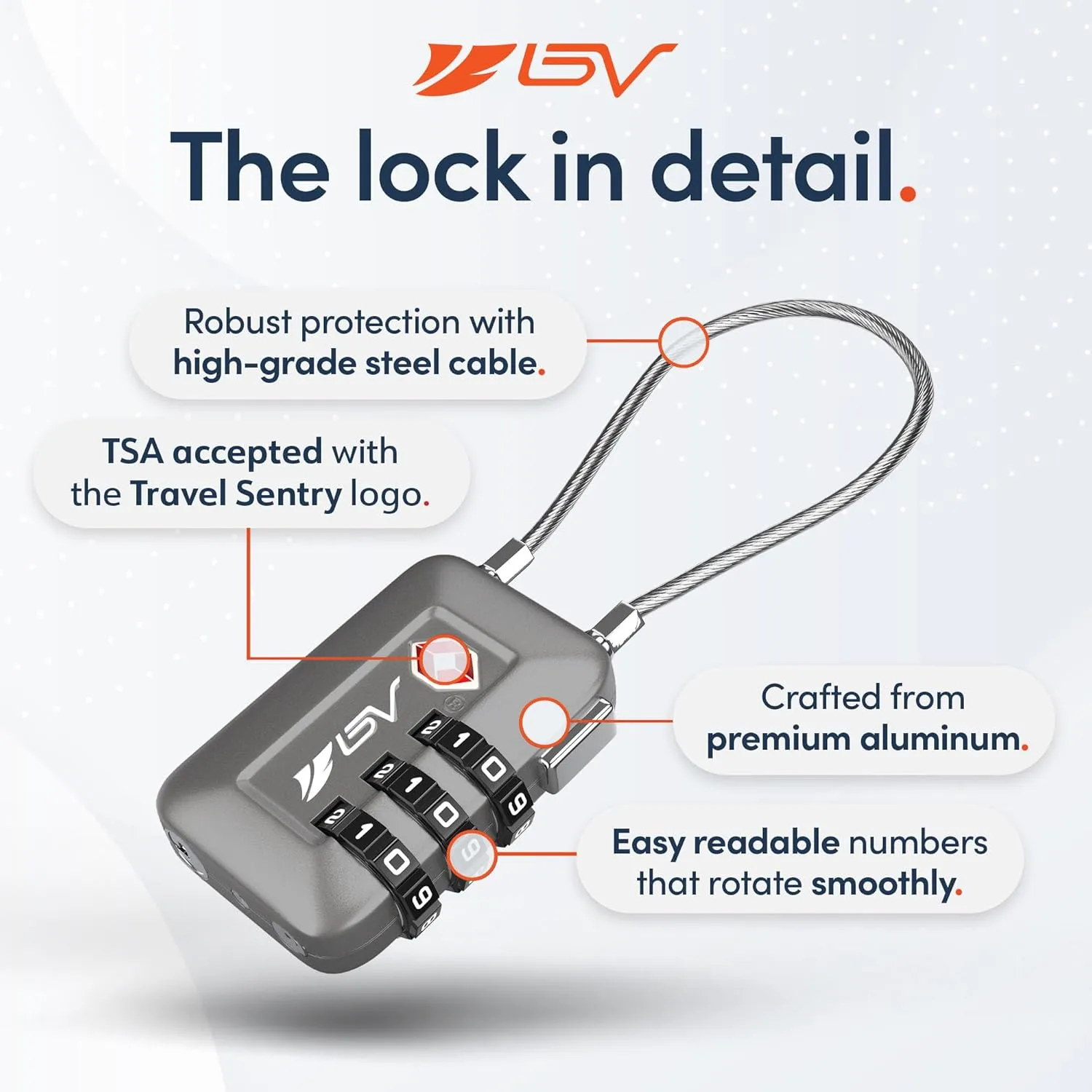 TSA Accepted Luggage Travel Lock, Set-Your-Own Combination Lock for School Gym Locker, Luggage Suitcase Baggage Locks, Filing Cabinets, Toolbox, Case (Slate Gray, 2 Pack)
