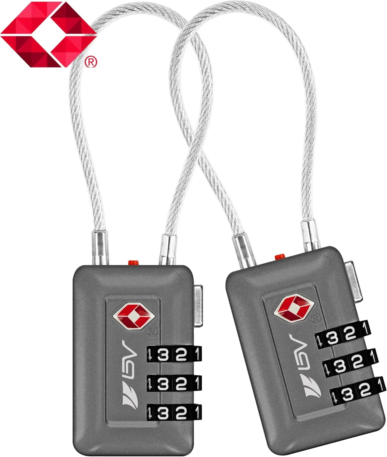 TSA Accepted Luggage Travel Lock, Set-Your-Own Combination Lock for School Gym Locker, Luggage Suitcase Baggage Locks, Filing Cabinets, Toolbox, Case (Slate Gray, 2 Pack)