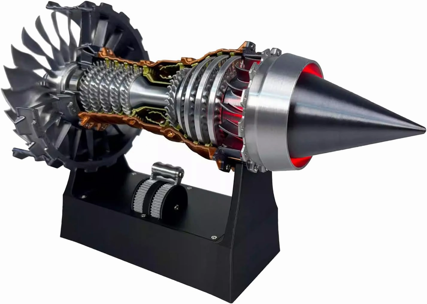 Turbofan Engine Model, Adjustable Speed TR900 Aircraft Turbojet Model With Light, Simulation Aero Mechanical Science Education Toy Gift Decor for Adult, 28cm (Assembly Version)