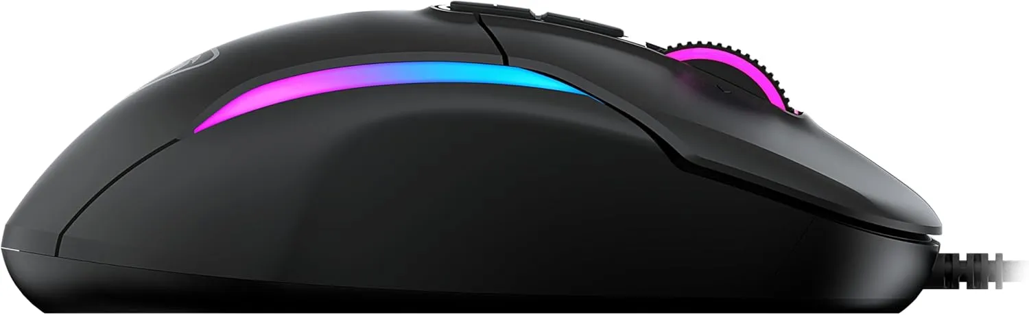 Turtle Beach Kone II – Wired Ergonomic RGB Gaming Mouse, 26K DPI Optical Sensor, 100M Click Life Optical Switches, 23 Customizable Inputs, 4D Scroll Wheel, Pure PTFE Glides - Ash Black