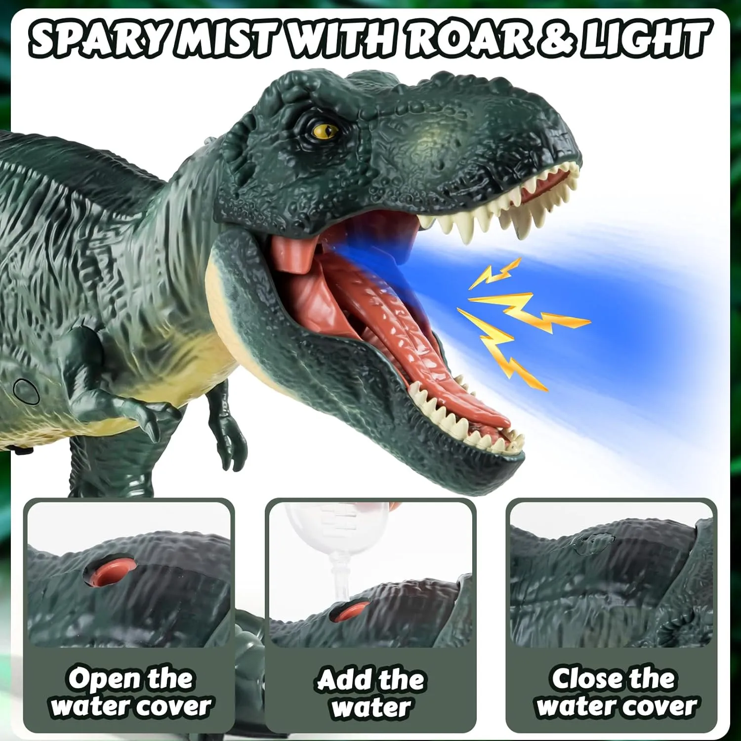Tyrannosaurus Remote Control Dinosaur Toys for Kids 3-12, Adjustable Speed T Rex Toys with Mist Spray, Light & Roar - RC Robot Dinosaur Christmas, Birthday Gifts for Boys Girls (Green)