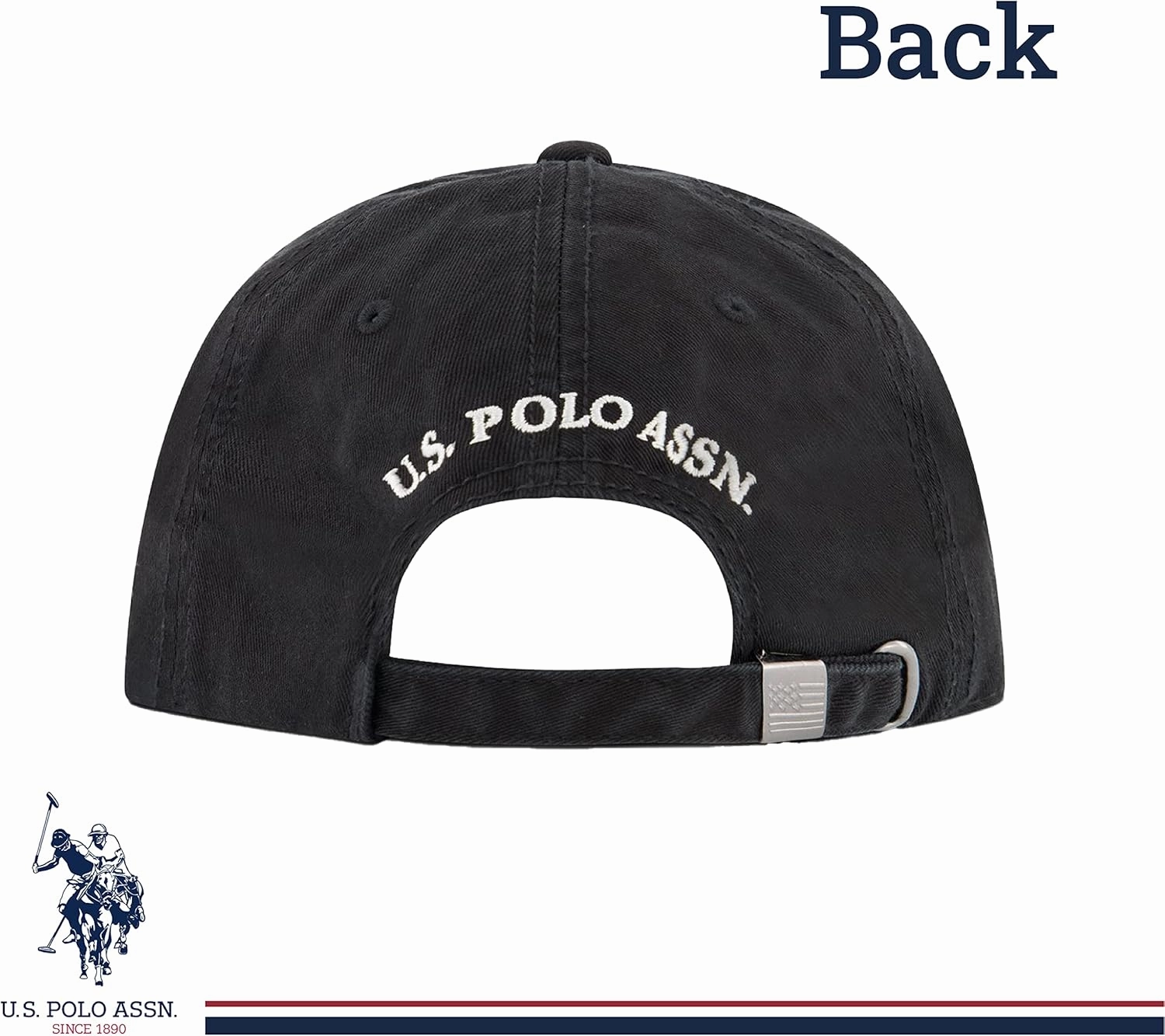 U.S. Polo Assn. Small Polo Pony Logo Baseball Hat, 100% Cotton, Adjustable Cap