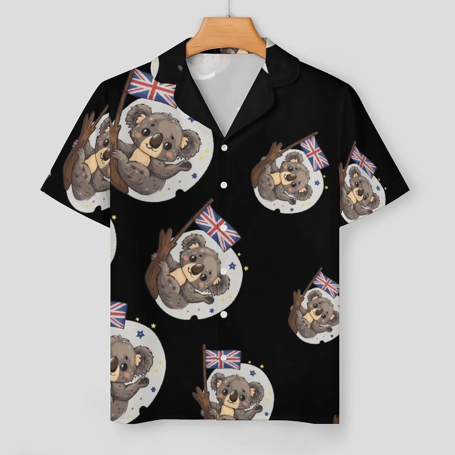 Uk Flag Koala Bear Women's Satin Pajama Set Short Sleeve Button Down Sleepwear Loungewear Pj Set