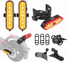 ulip Turn Signals for Scooter with Alarm, USB Charging Remote Control Split/Integrated Scooter Tail Light 4 Modes Waterproof Scooter Rear Lights 3PCS