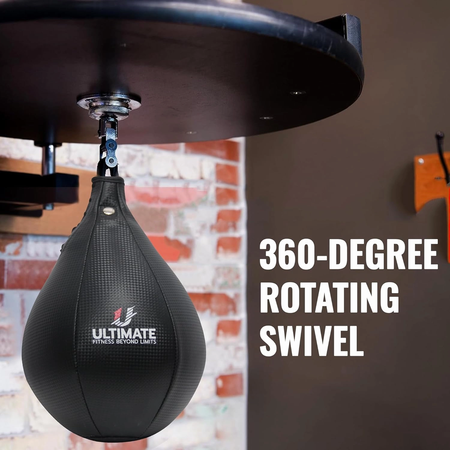 Ultimate Fitness Speed Bag - Boxing Leather MMA Muay Thai Training Punching Dodge Workout Speedball Kicking Striking Ball Kit with Hanging Swivel, Neddle, Screw Set