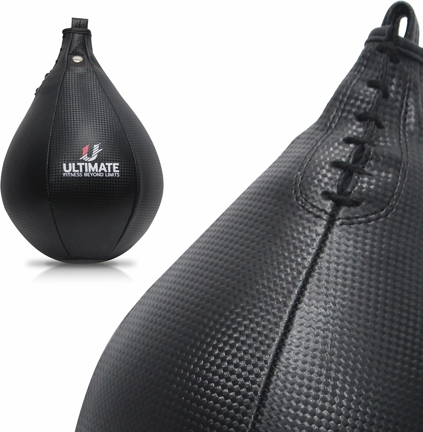 Ultimate Fitness Speed Bag - Boxing Leather MMA Muay Thai Training Punching Dodge Workout Speedball Kicking Striking Ball Kit with Hanging Swivel, Neddle, Screw Set