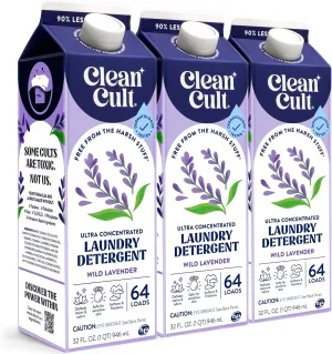 Ultra Concentrated Liquid Laundry Detergent Soap, 192 loads (96 oz), Long Lasting Scent, 90% Less Plastic, No Harsh Chemicals, Wild Lavender, Defeats Stains & Odors, HE/Standard Compatible