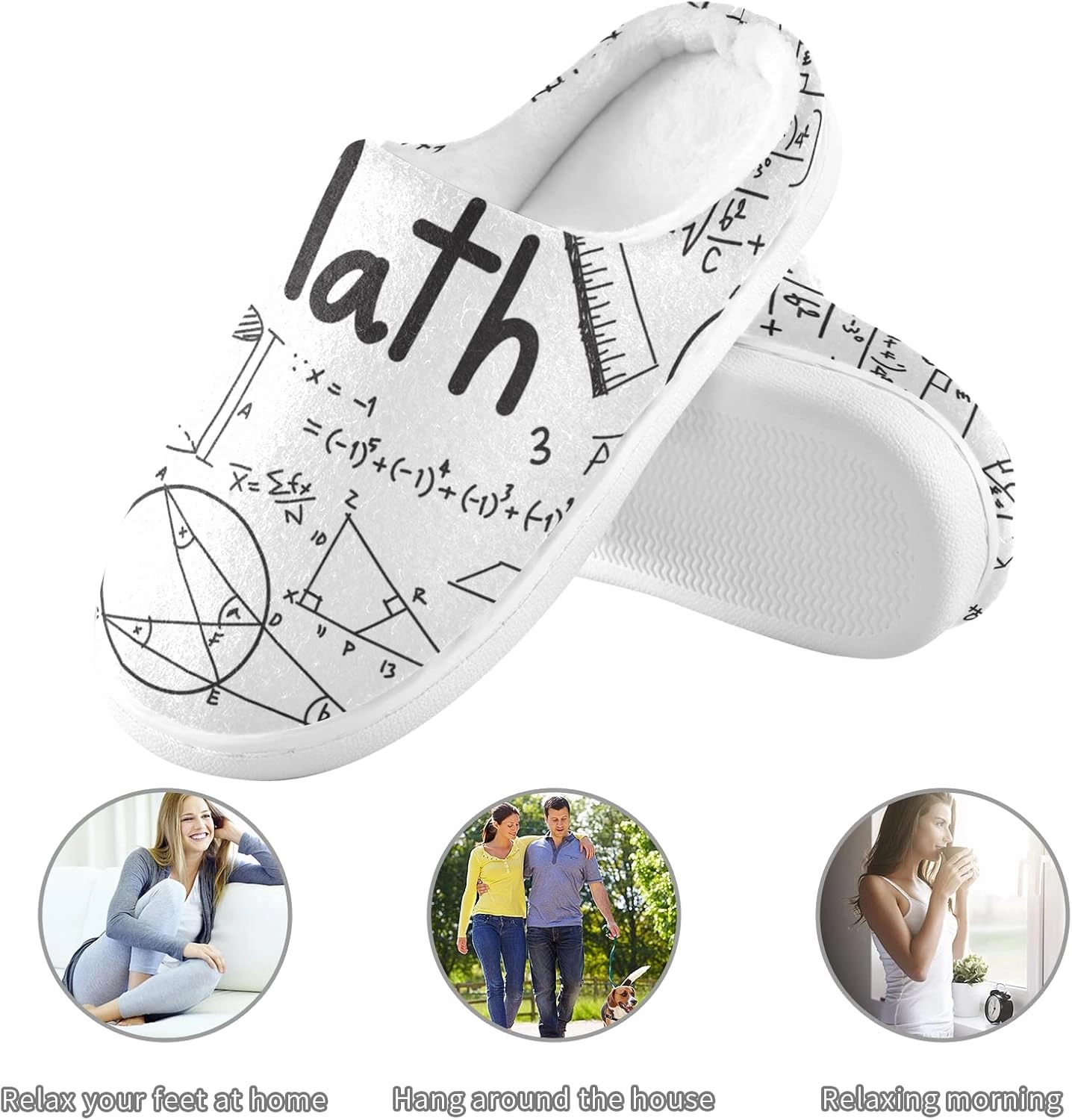 Unisex Memory Foam House Slippers Non-Skid Soft Warm Sole Coral Fleece Slip-on Closed Toe Hand Free Shoes for Bedroom Travel 6-17