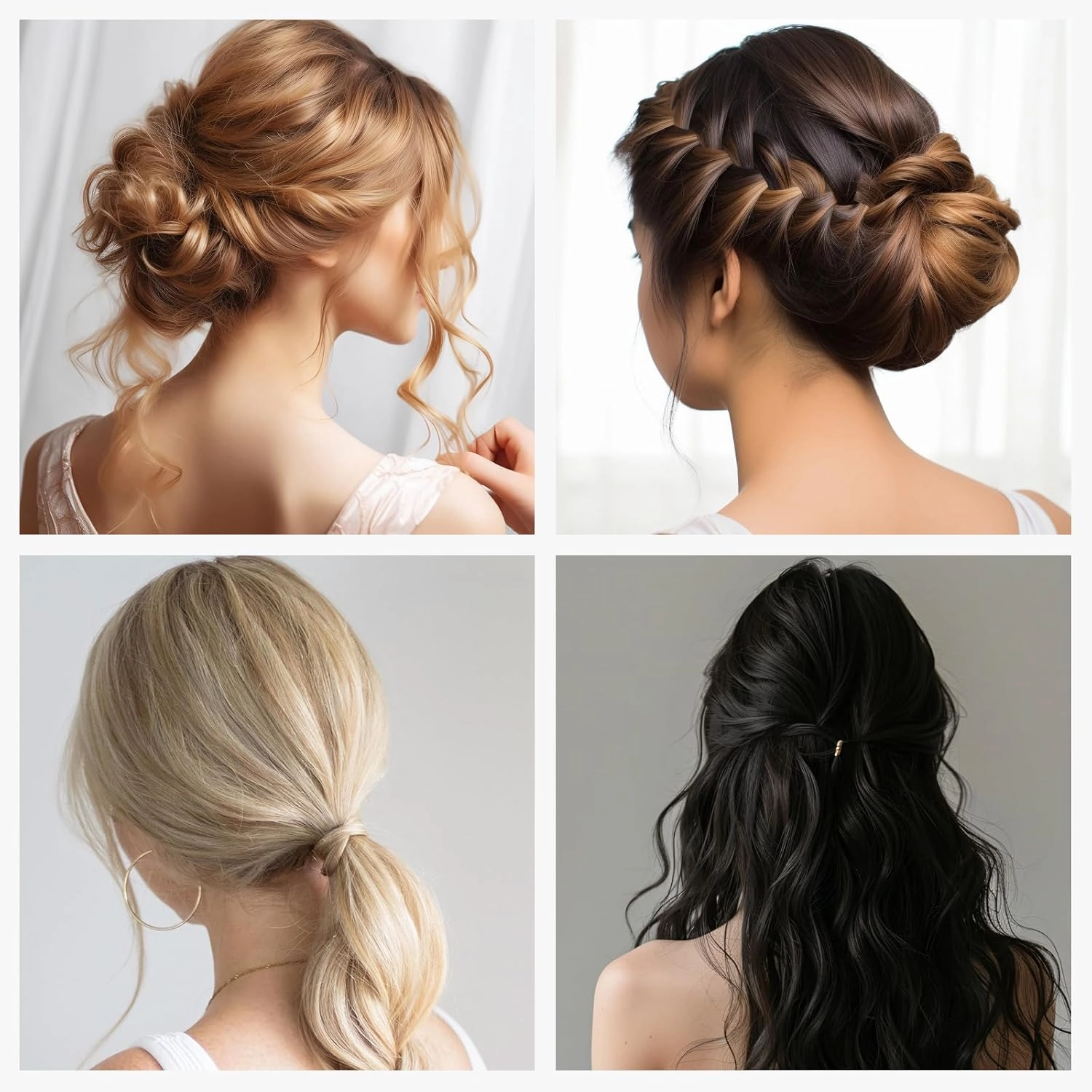 Updo Hair Filler, Padding, Sponge, Donuts, Volume Bumps It Tool and Hairpins, Light Brown