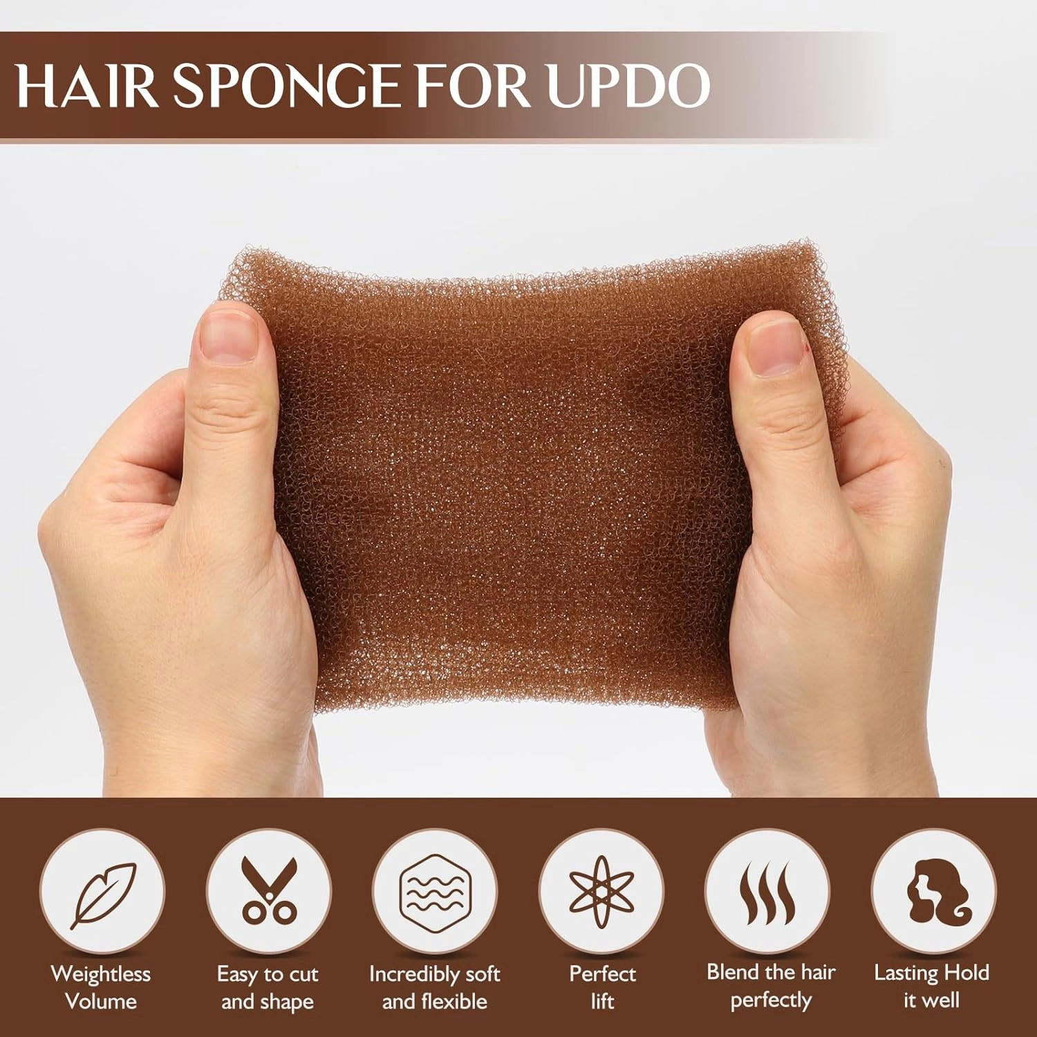 Updo Hair Filler, Padding, Sponge, Donuts, Volume Bumps It Tool and Hairpins, Light Brown