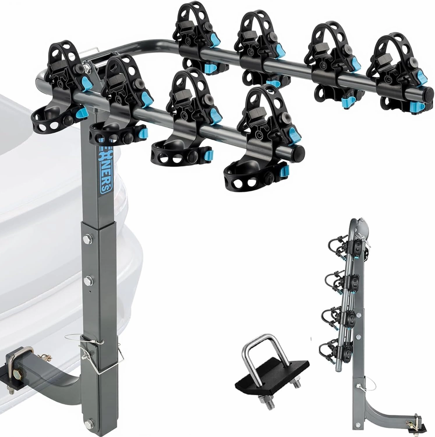 Upgrade 2.0 Hitch Bike Rack – Heavy-Duty Dual Locking, 240LBS Max Load | Hanging Bike Carrier for Car, SUV, Truck & RV with 2” Receiver, High-Strength Double Arms for Enhanced Stability